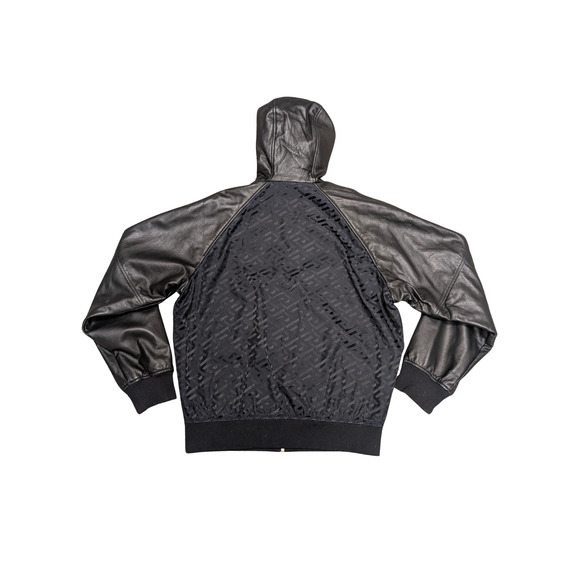 Versace Black Windbreak Bomber Leather Jacket Size Large - Picture 2 of 10